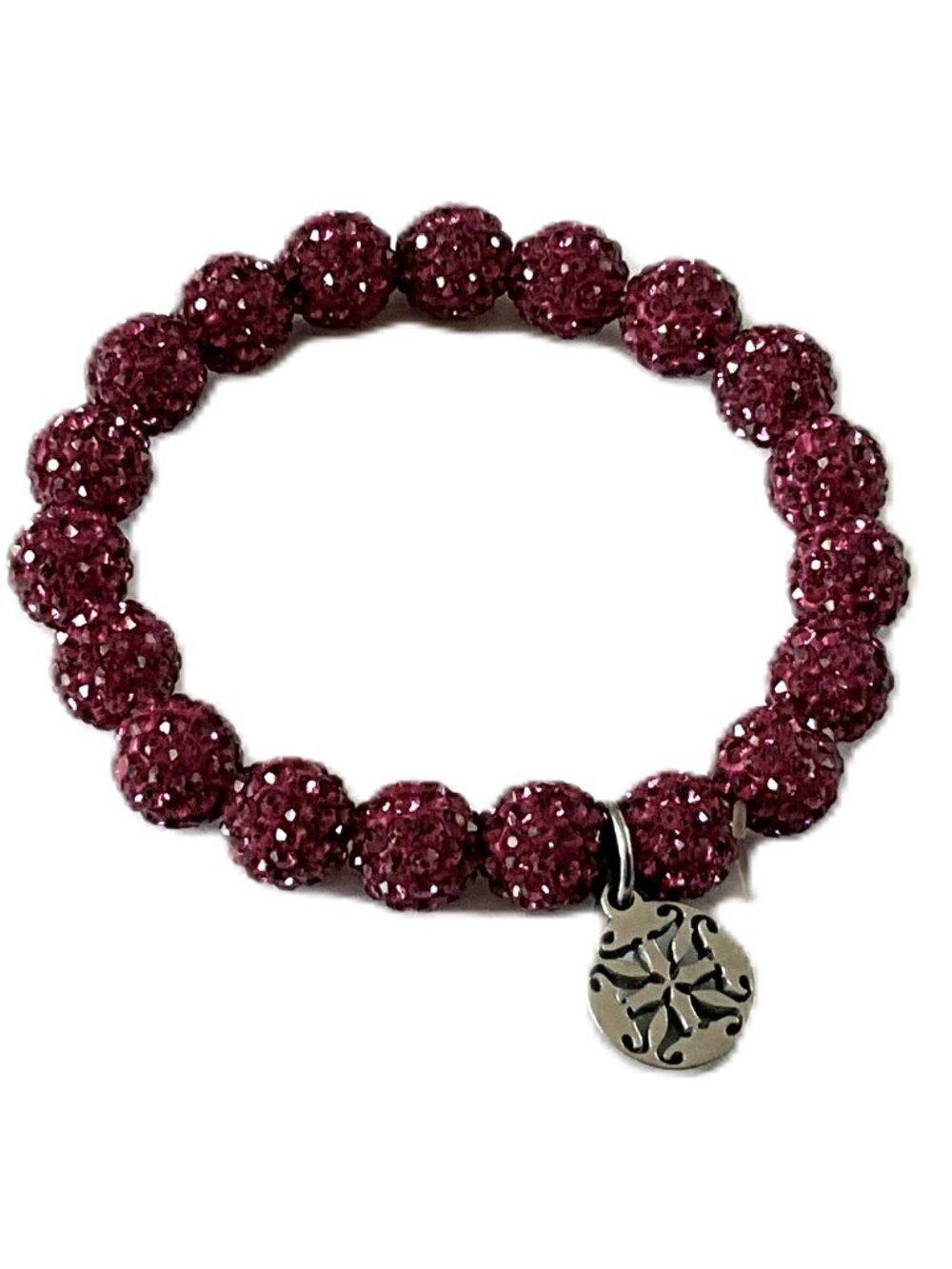 Rustic Cuff Gorgeous Dark Pink Shambala Beaded Bracelet